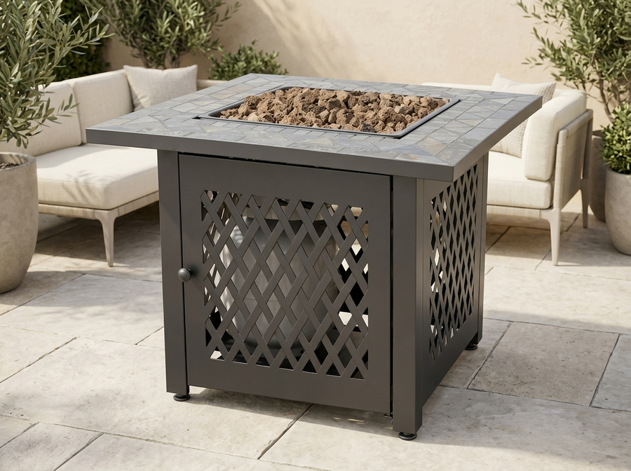 Uniflame Gas Fire Pit Table with Slate Tile Mantel