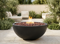 Kingsman Concrete Gas Fire Pit Bowl - Textured Black — outdoor setting