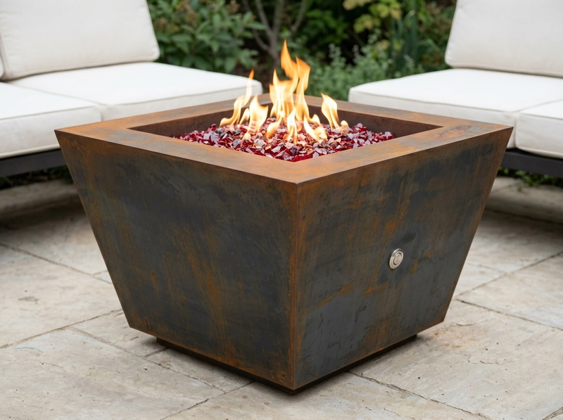Cono Fia Steel Gas Fire Pit — outdoor setting