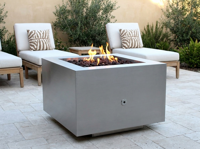 Tana Fia Stainless Steel Gas Fire Pit — outdoor setting