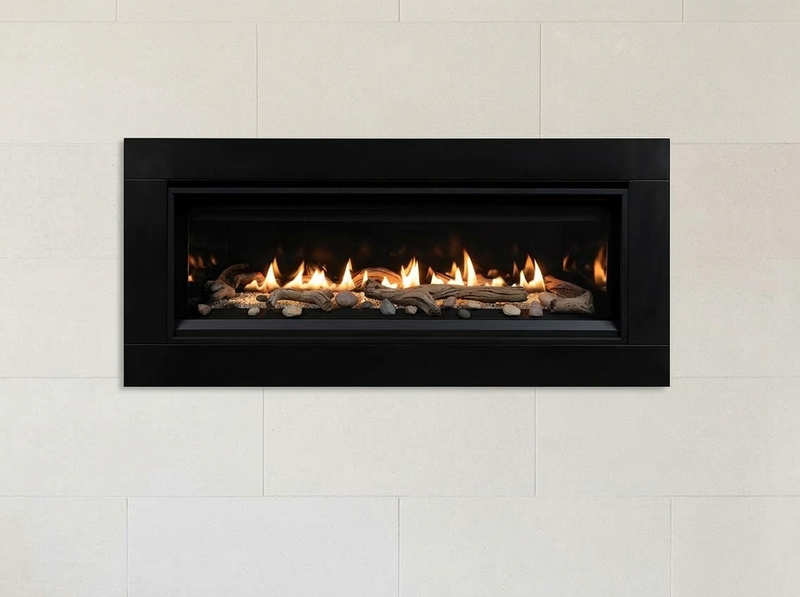 Superior DRL3500 55" Linear Direct Vent Gas Fireplace - Model DRL3555 — room setting. AI-assisted visualization; shown fronts, liners, media and surroundings may be optional.