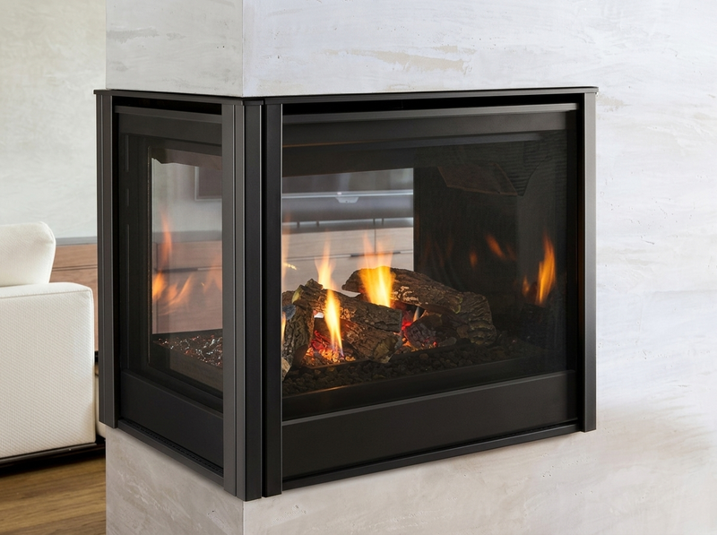 Majestic Pier 36" Direct Vent Gas Fireplace — room setting. AI-assisted visualization; shown fronts, liners, media and surroundings may be optional.