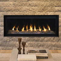 Superior DRL6048. Shown with optional driftwood logs; porcelain interior, platinum glass and blue floor illumination. AI-assisted editorial visualization preserving the manufacturer-photographed installation. Optional accessories are not represented as included in the base price. Installation must follow the supplied model-specific manual.