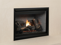 Superior DRT4000 Full-Size 40" Direct Vent Gas Fireplace — room setting. AI-assisted visualization; shown fronts, liners, media and surroundings may be optional.