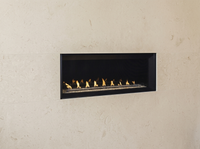 Superior VRL6000 48" Vent-Free Linear Gas Fireplace — room setting. AI-assisted visualization; shown fronts, liners, media and surroundings may be optional.