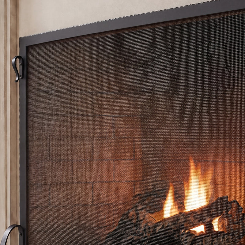 Smooth steel frame with hammered perimeter edge and side handle — close-up