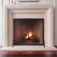 Hammered Edge single panel fireplace screen — straight-on view