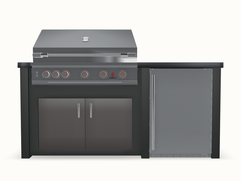 Stoll Outdoor Kitchen Island — Magnolia 77″ — welded aluminium outdoor kitchen island, configured in the EF Island Studio