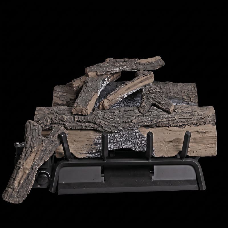 Grand Canyon Split Oak 18-inch VFSO18 on its Vulcan burner — AI-retouched product view based on manufacturer reference; original included