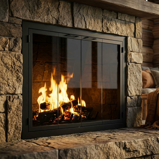 Best Sellers fireplace doors — Carolina Sleek Steel Fireplace Glass Doors | Masonry & Prefab | Custom
