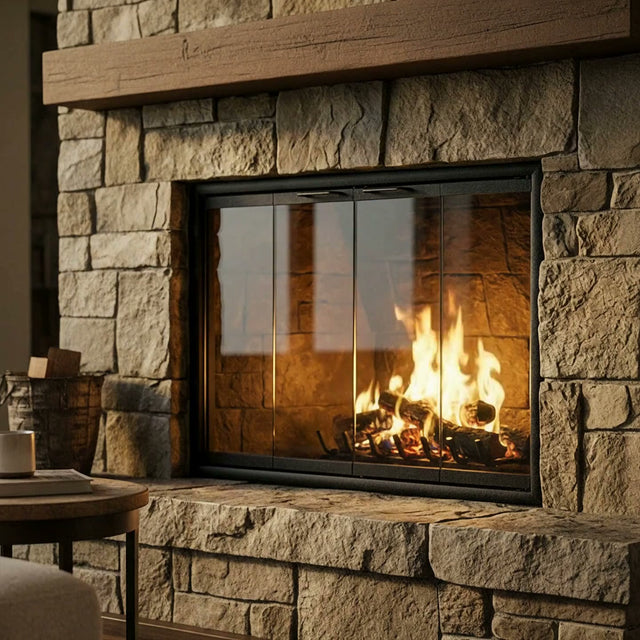 Masonry fireplace doors