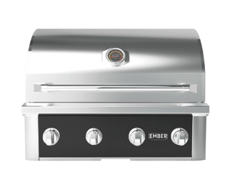 Ember by Wildfire 32-Inch Built-In Gas Grill with Infrared Sear Burner — Black stainless fascia with stainless hood