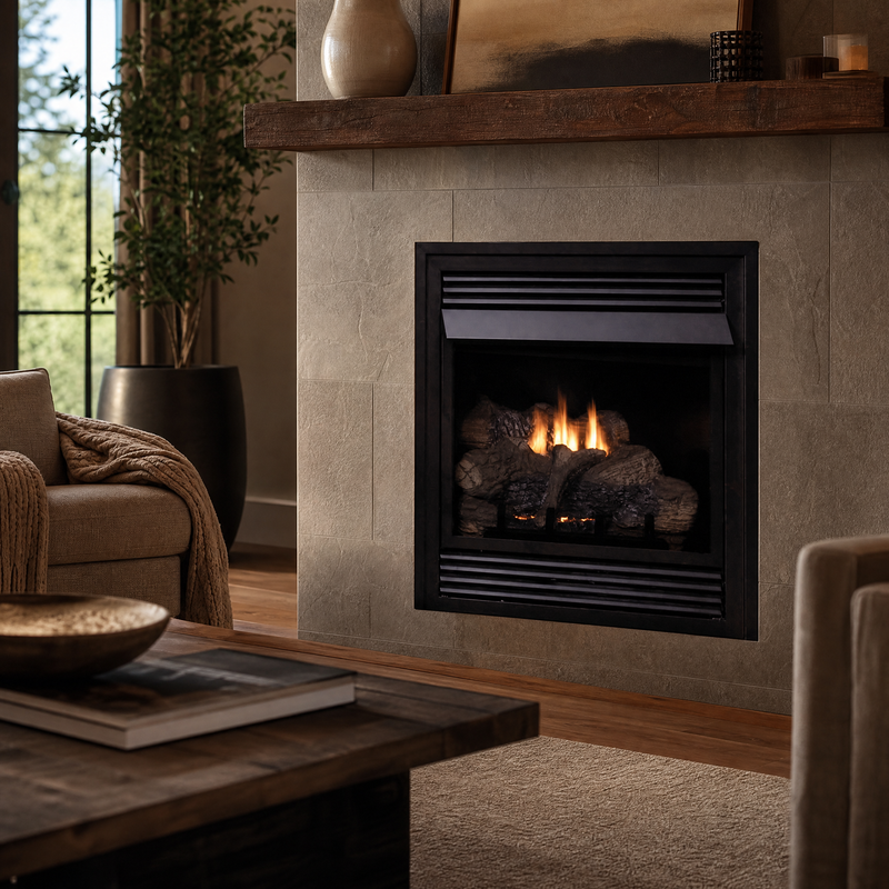 Empire Vail 26" Vent-Free Gas Fireplace & Mantel Combo - Model VFD26FM — lifestyle