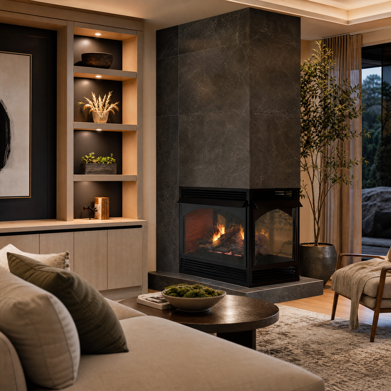 Empire Vail Premium Peninsula 36" Vent-Free Gas Fireplace — lifestyle