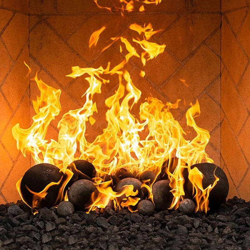 Grand Canyon Vented Cannon Ball Set ceramic cannonballs in black, gray, and silver for contemporary fireplace burners