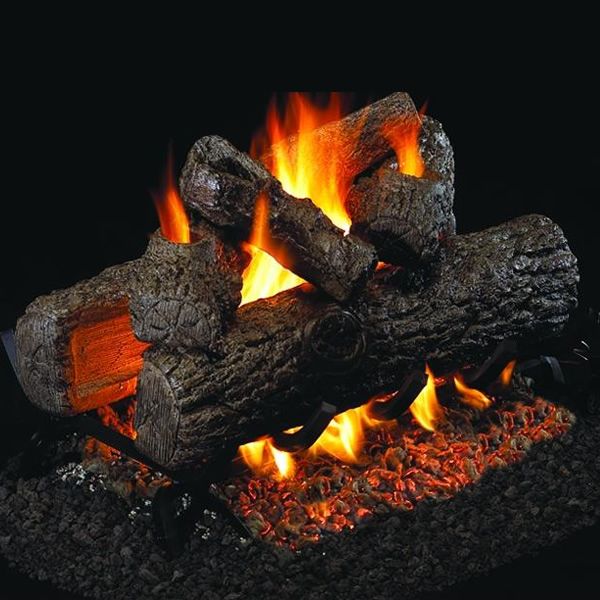30" Golden Oak See-Through Vented Gas Log Set | Real Fyre
