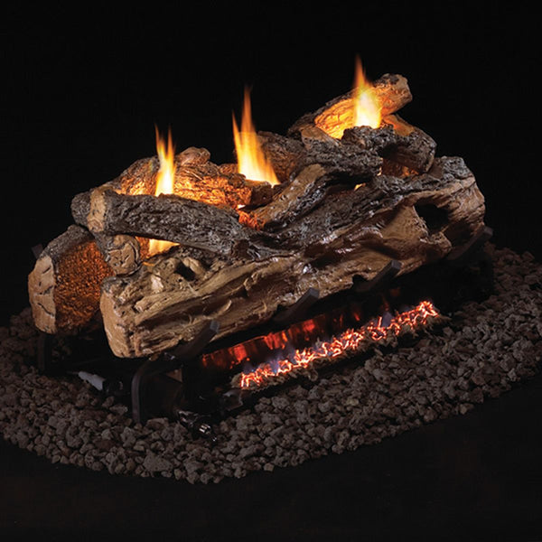 30" Split Oak See-Through Ventless Gas Log Set | Real Fyre