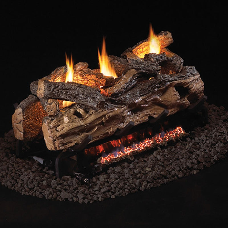 30" Split Oak See-Through Ventless Gas Log Set | Real Fyre