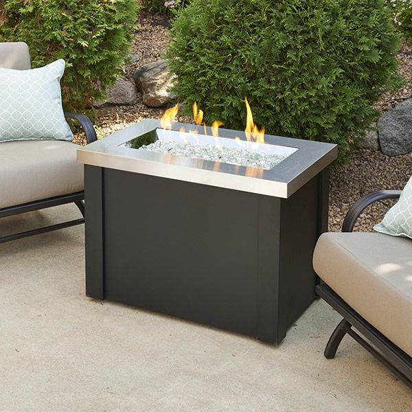 Providence Stainless Steel Crystal Gas Fire Pit Table