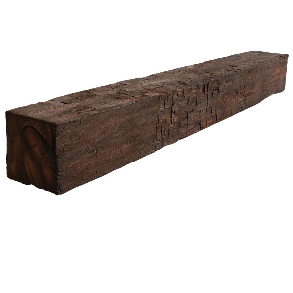 Farmhouse Rustic Concrete Mantel Shelf – Non-Combustible Fireplace Mantel in Maduro Finish by Lexington Hearth