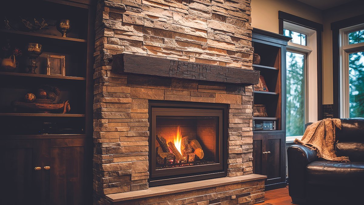 Farmhouse Rustic Concrete Mantel Shelf – Non-Combustible Fireplace Mantel in Roasted Chestnut Finish by Lexington Hearth