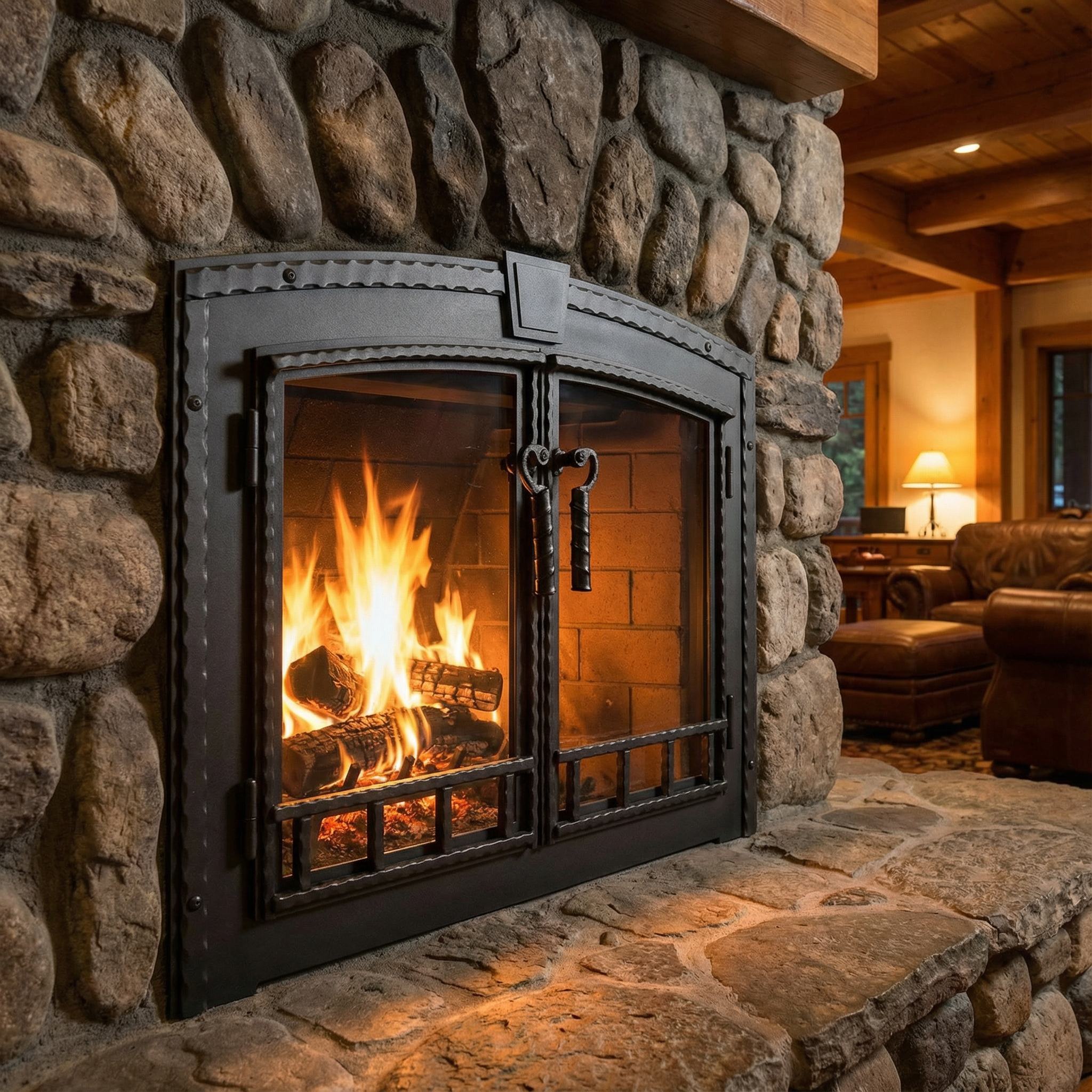 Smithline - Arch - Masonry and Prefab Fireplace Glass Doors