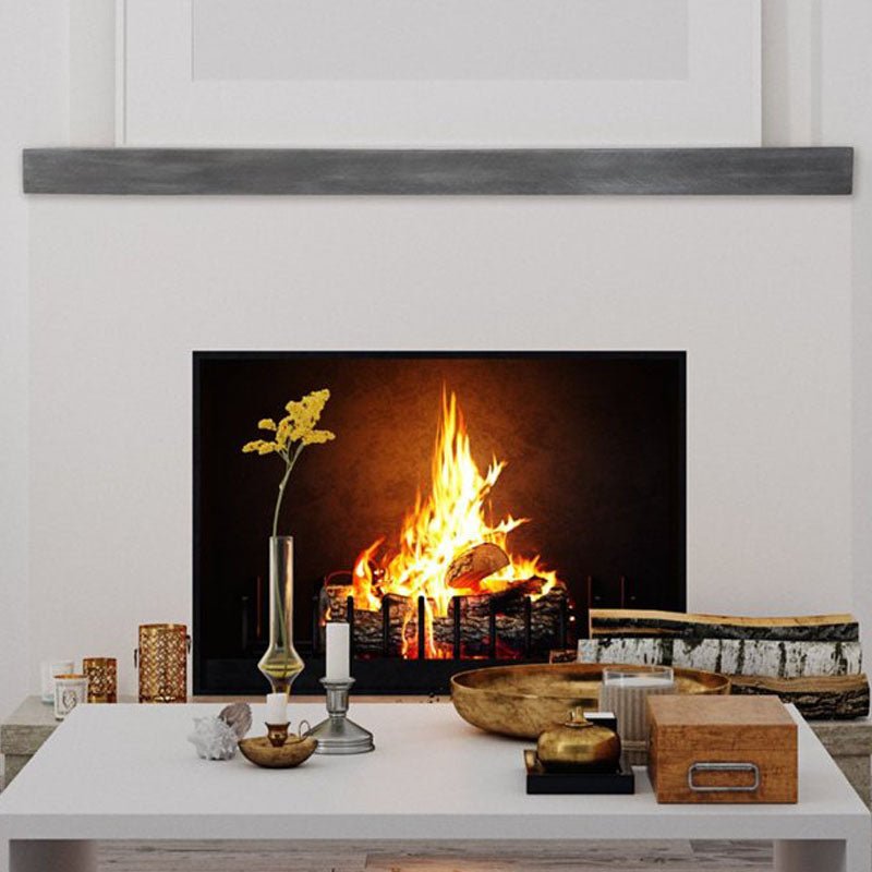 Flat Sawn Non-Combustible Concrete Mantel Shelf Weathered Grey Finish
