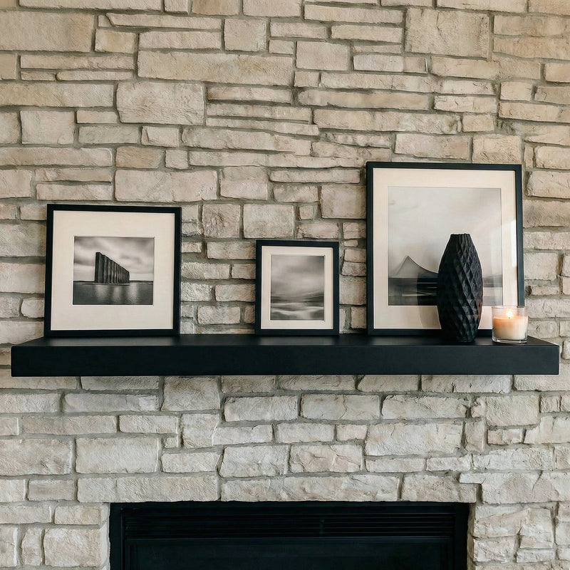 In-Stock Steel Mantel Shelf | Matte Black, Non-Combustible | Ships in 48 Hours
