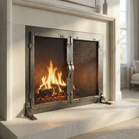 Fireplace Screen with Operable Doors Custom Size 21 Finishes - Old World