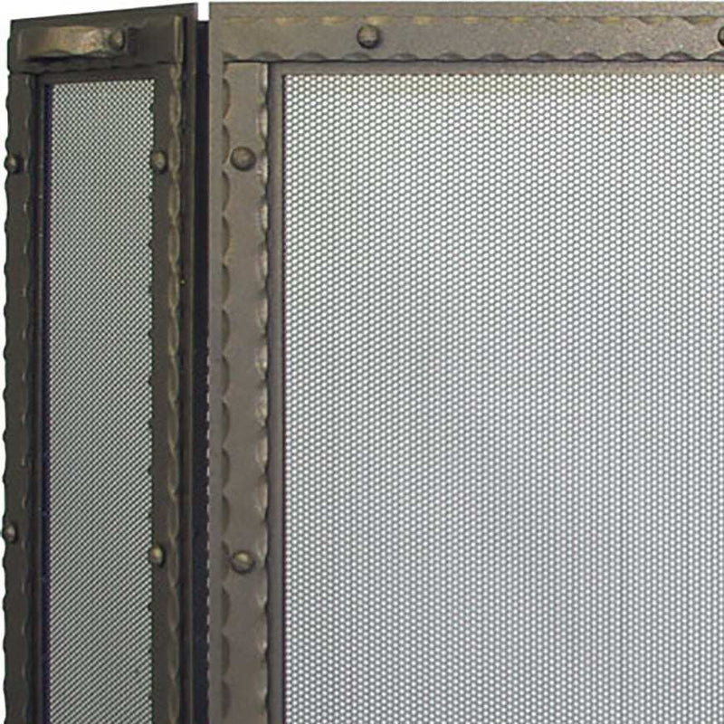 Free Standing Fireplace Screen Custom Made Blacksmith Triple Panel - ExceptionalFire