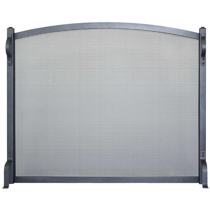 Custom free standing fireplace screen with colonial arch design in charcoal finish