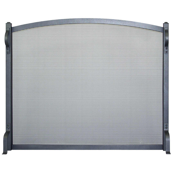 Custom free standing fireplace screen with colonial arch design in charcoal finish