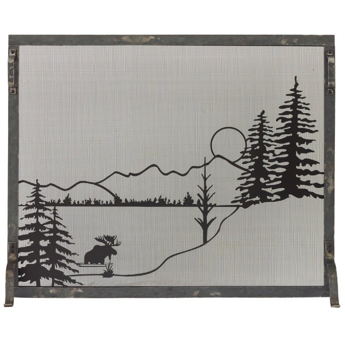 Free Standing Fireplace Screen Custom Made Craftsman Forged Alaskan Evening Design