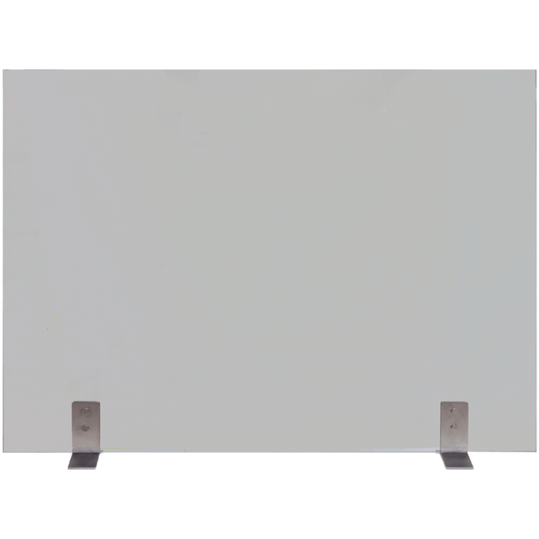 Custom made free standing fireplace screen with 9-inch foot depth and 1/4" glass thickness