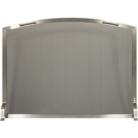 Custom free standing fireplace screen with brushed stainless steel frame and heavy gauge mesh