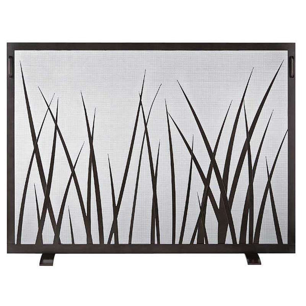 Free standing fireplace screen with 3/16" solid steel frame and heavy gauge mesh, custom made in USA