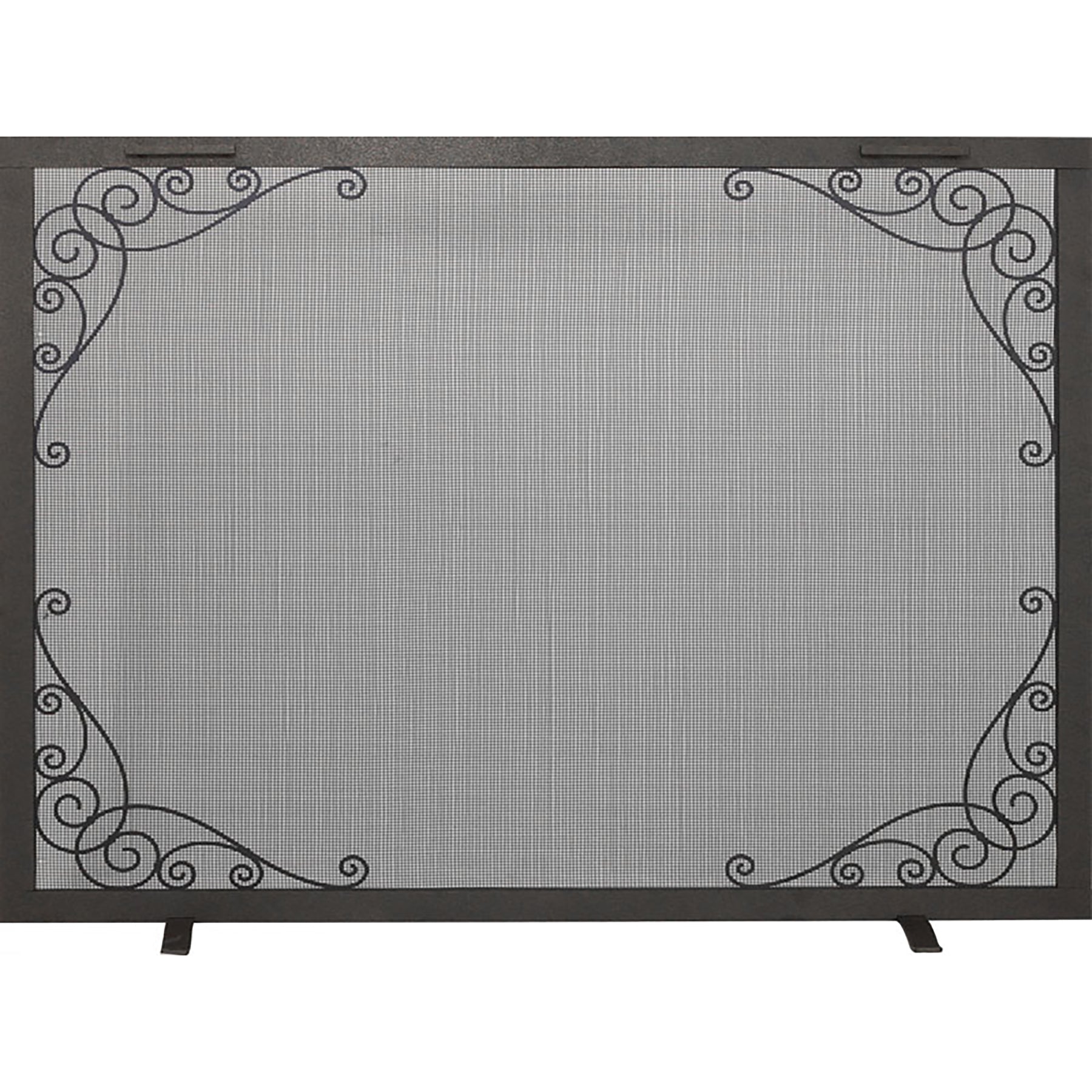 Free Standing Fireplace Screen Custom Made Traditional Rectangle Scroll Design