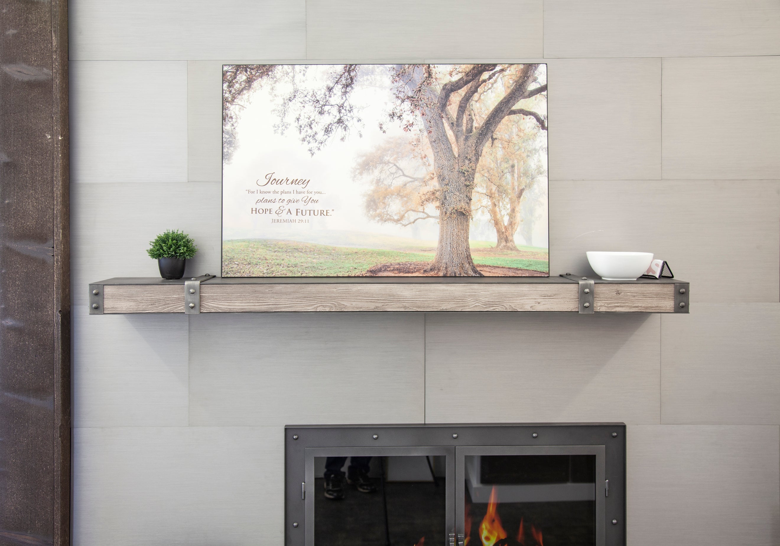 Fully Customizable Floating Shelves Transitional Wood+Metal in 25+ Finishes and Any Size