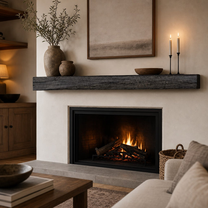 Cabin Pine Non-Combustible Concrete Mantel Shelf Eclipse Finish