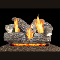 18-inch Arlington gas log set with dual burners, natural gas operation, and decorative lava rocks by Design Specialties
