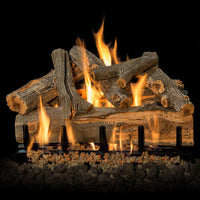 24" Arizona Juniper Outdoor Gas Log Set with realistic weathered oak logs and stainless steel burners
