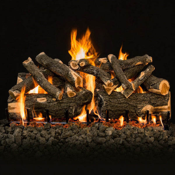 42-inch GlowFire Arizona Weathered Oak Charred Outdoor Gas Log Set with realistic burned oak logs and stainless steel burners