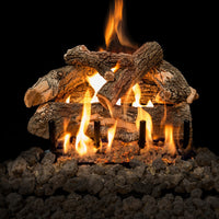 18" Arizona Weathered Oak vented gas log set with realistic hand-painted logs and Kiva burner system