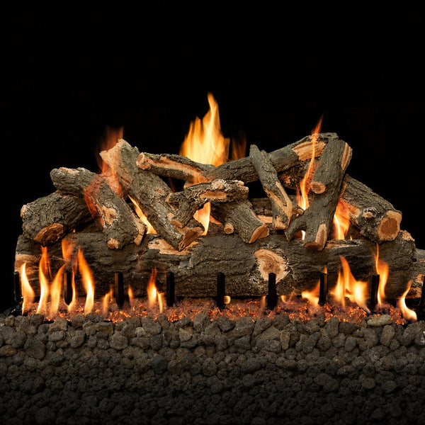 42-inch Arizona Weathered Oak vented gas log set with realistic hand-painted logs and Kiva burner system