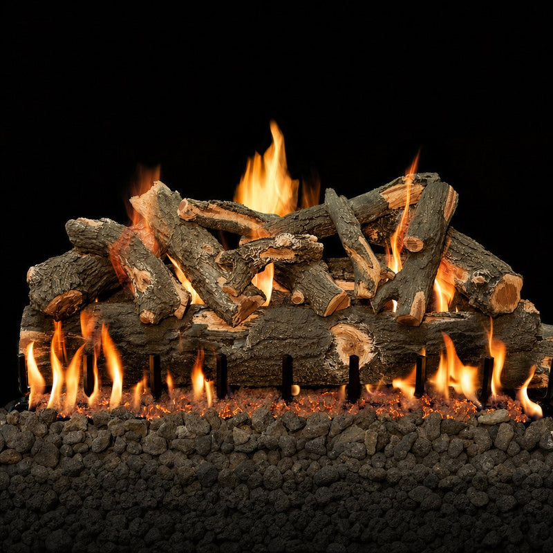 42-inch Arizona Weathered Oak vented gas log set with realistic hand-painted logs and Kiva burner system
