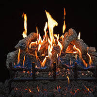 24" GlowFire Arizona Weathered Oak Charred Gas Log Set with realistic flames and electronic ignition