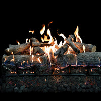36" GlowFire Arizona Weathered Oak Charred Gas Log Set with realistic charcoal oak logs and integrated flame technology