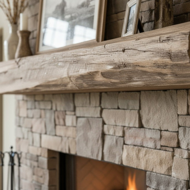 Cabin Pane Non-Combustible Concrete Mantel Shelf Pale Honey Finish