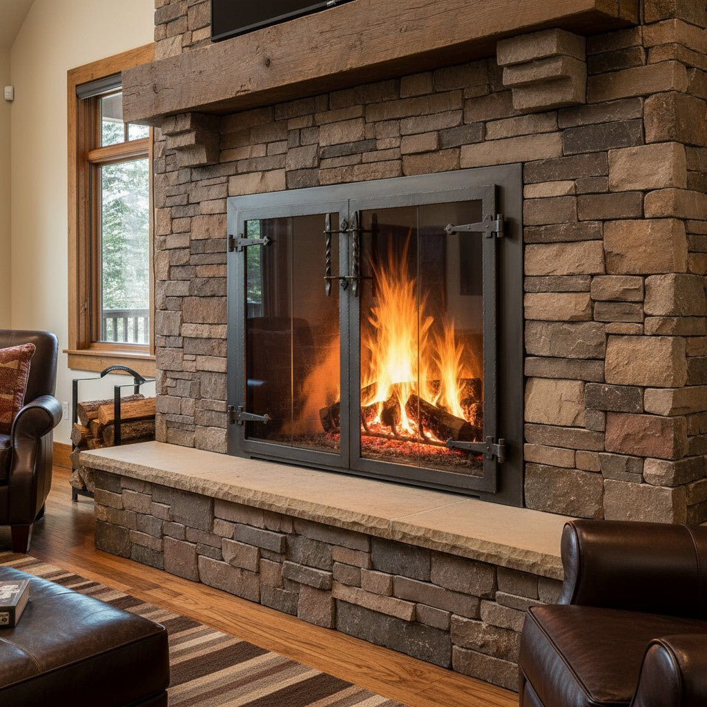 Hammered Edge - Masonry & Prefab Fireplace Glass Doors