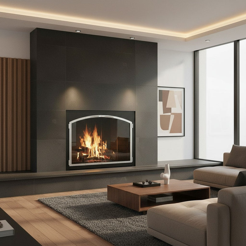Laguna Arch Pane - Masonry & Prefab Fireplace Glass Doors | Custom